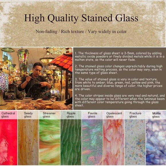 NEW! Tiffany Style Table Lamp Handmade Stained Glass Tulip Flower Mission Style - Picture 6 of 7